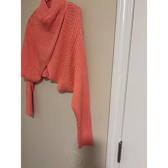 Anthropologie 525 Twist shrug front long sleeve ribbed knit crop sweater sz XS/S - Picture 4 of 12